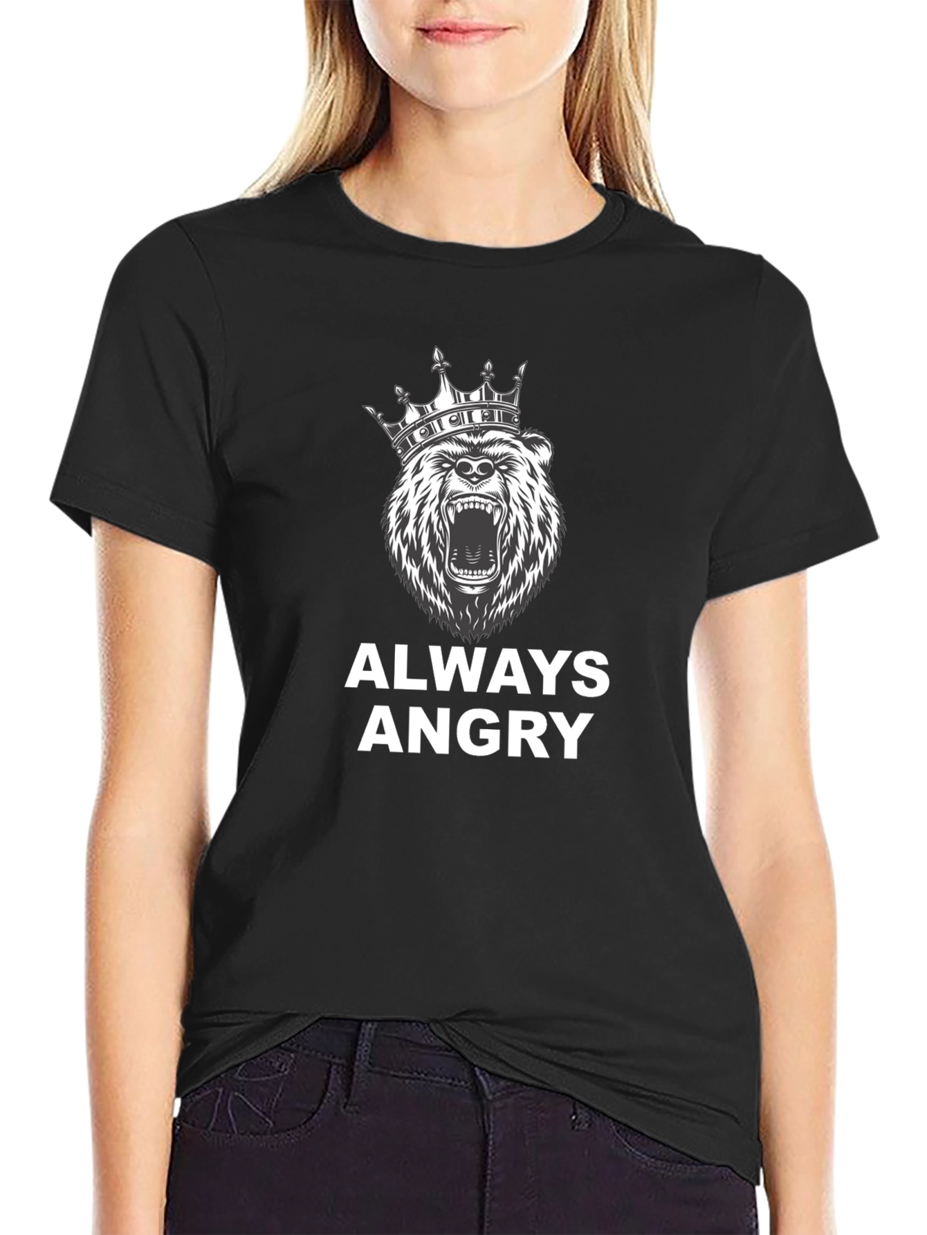 Angry Bear King Black T-Shirt