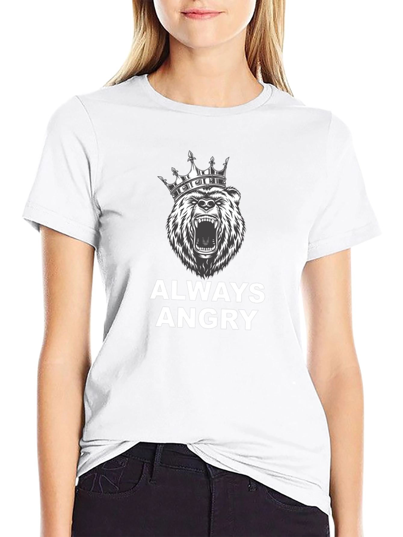 Angry Bear King Black T-Shirt