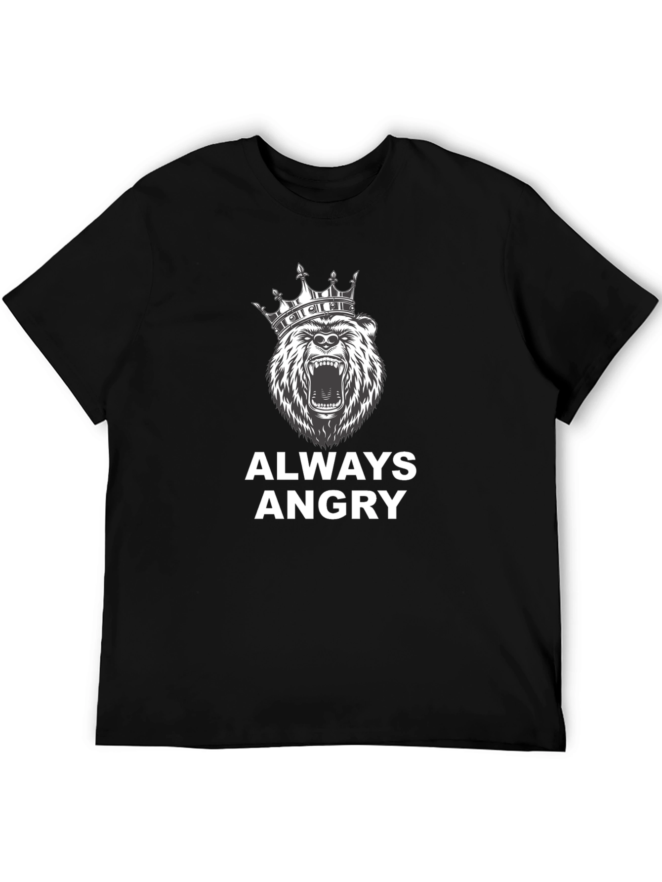 Angry Bear King Black T-Shirt