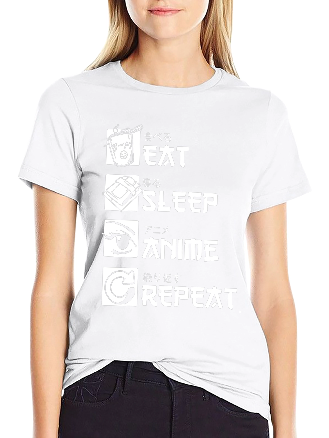 Eat Sleep Anime Repeat Graphic Tee
