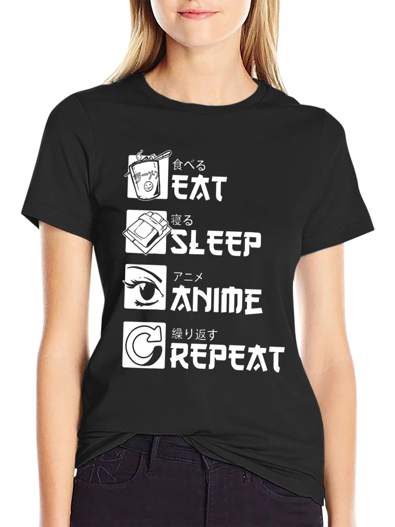 Eat Sleep Anime Repeat Graphic Tee
