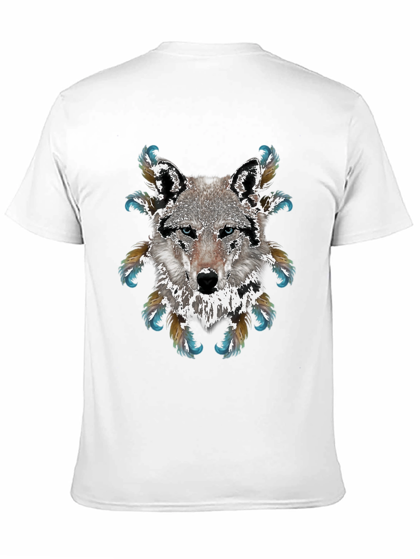 Wolf Graphic T-Shirt - Feathered Design