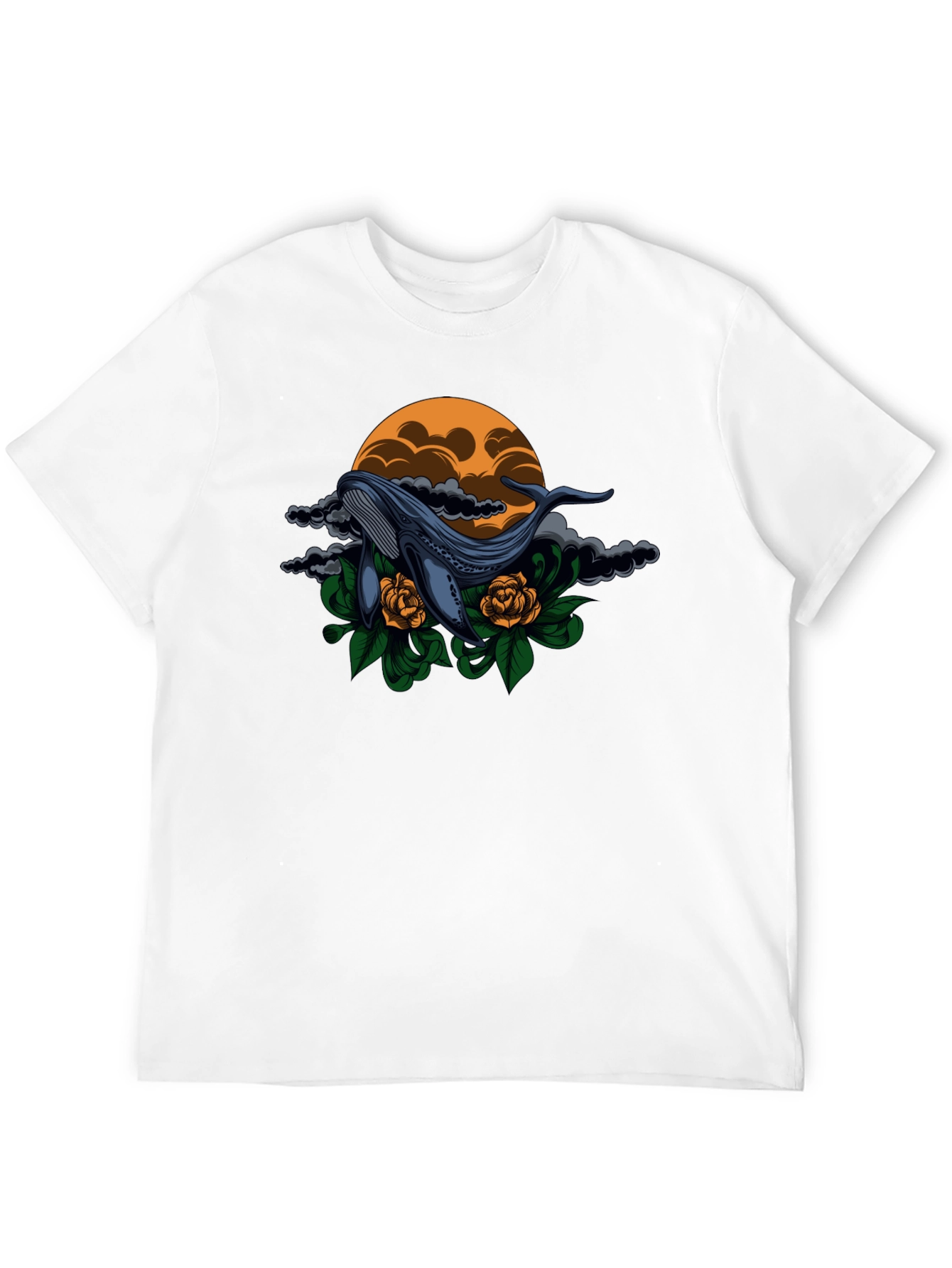 Whale & Roses Graphic Black T-Shirt