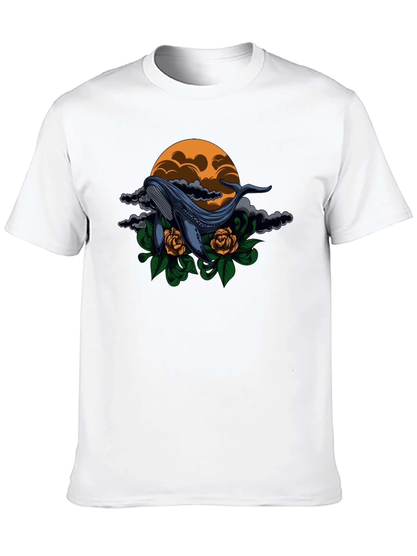 Whale & Roses Graphic Black T-Shirt