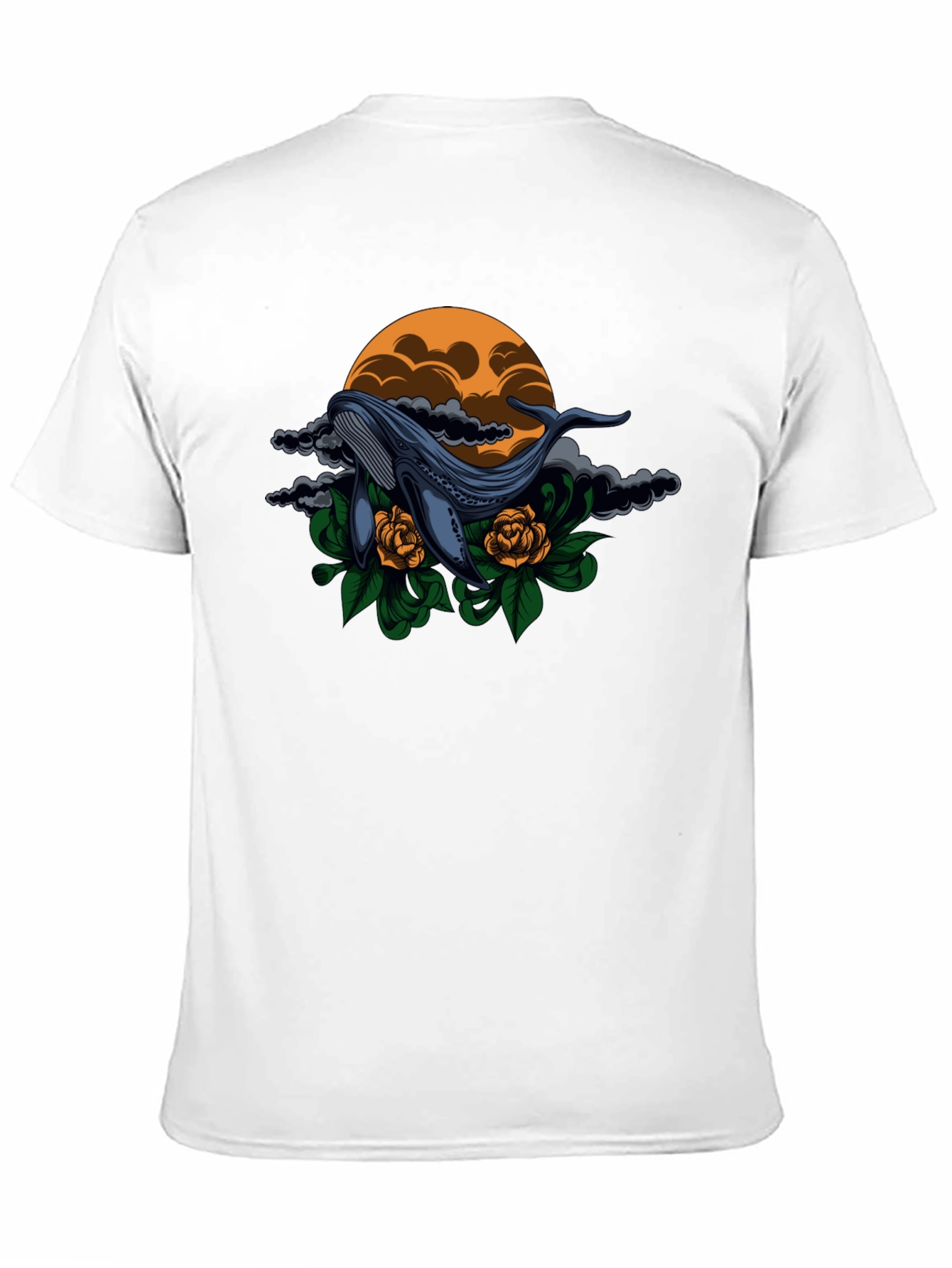 Whale & Roses Graphic Black T-Shirt