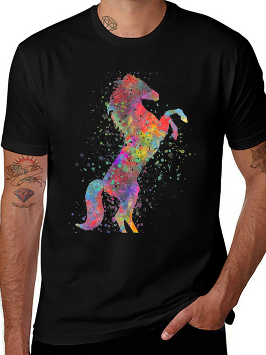 Watercolor Horse Graphic Tee - Black Unisex T-Shirt