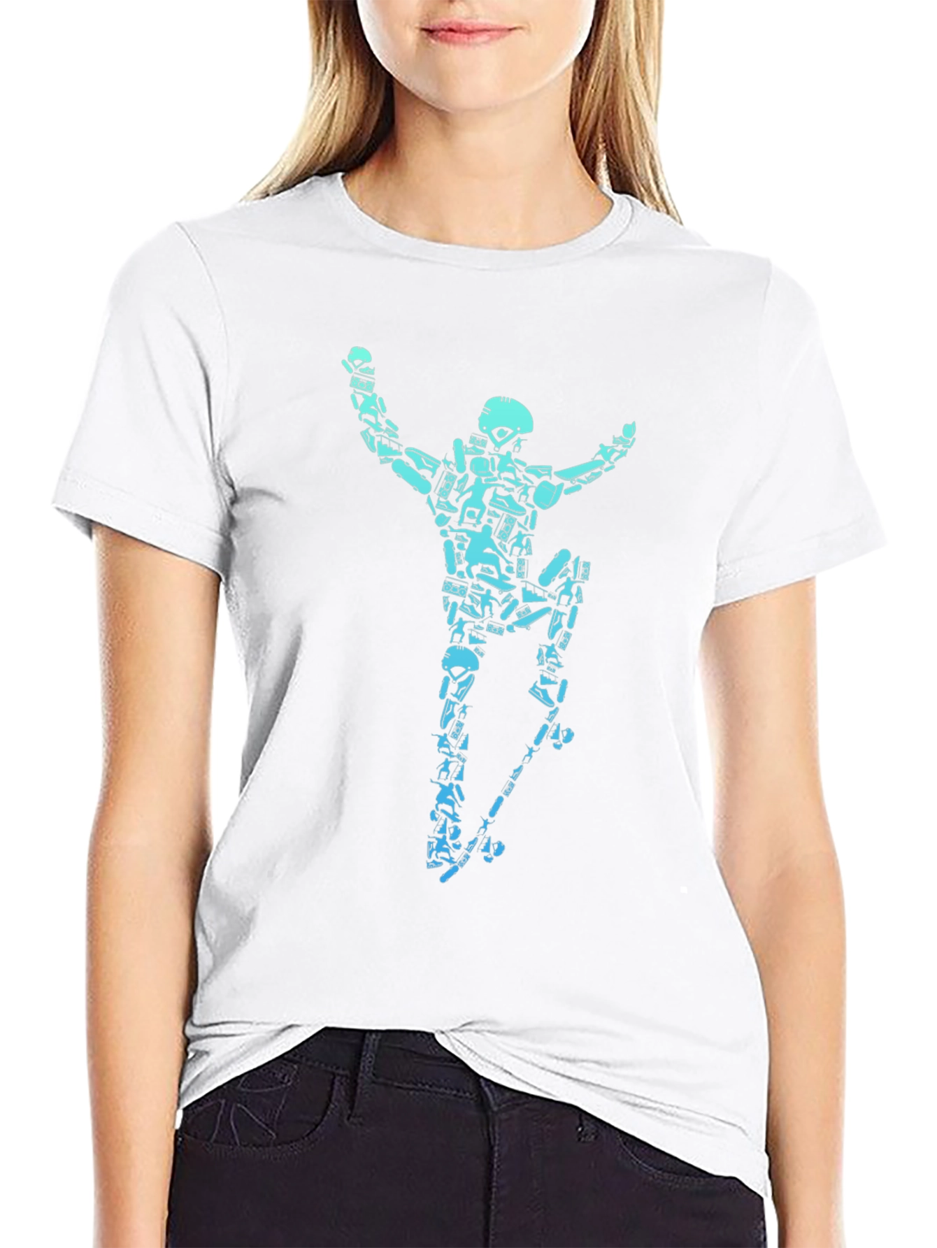 Skateboarding Skeleton Graphic Tee - Cool & Edgy Style