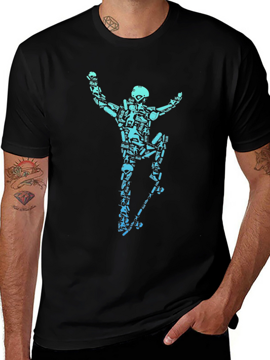 Skateboarding Skeleton Graphic Tee - Cool & Edgy Style