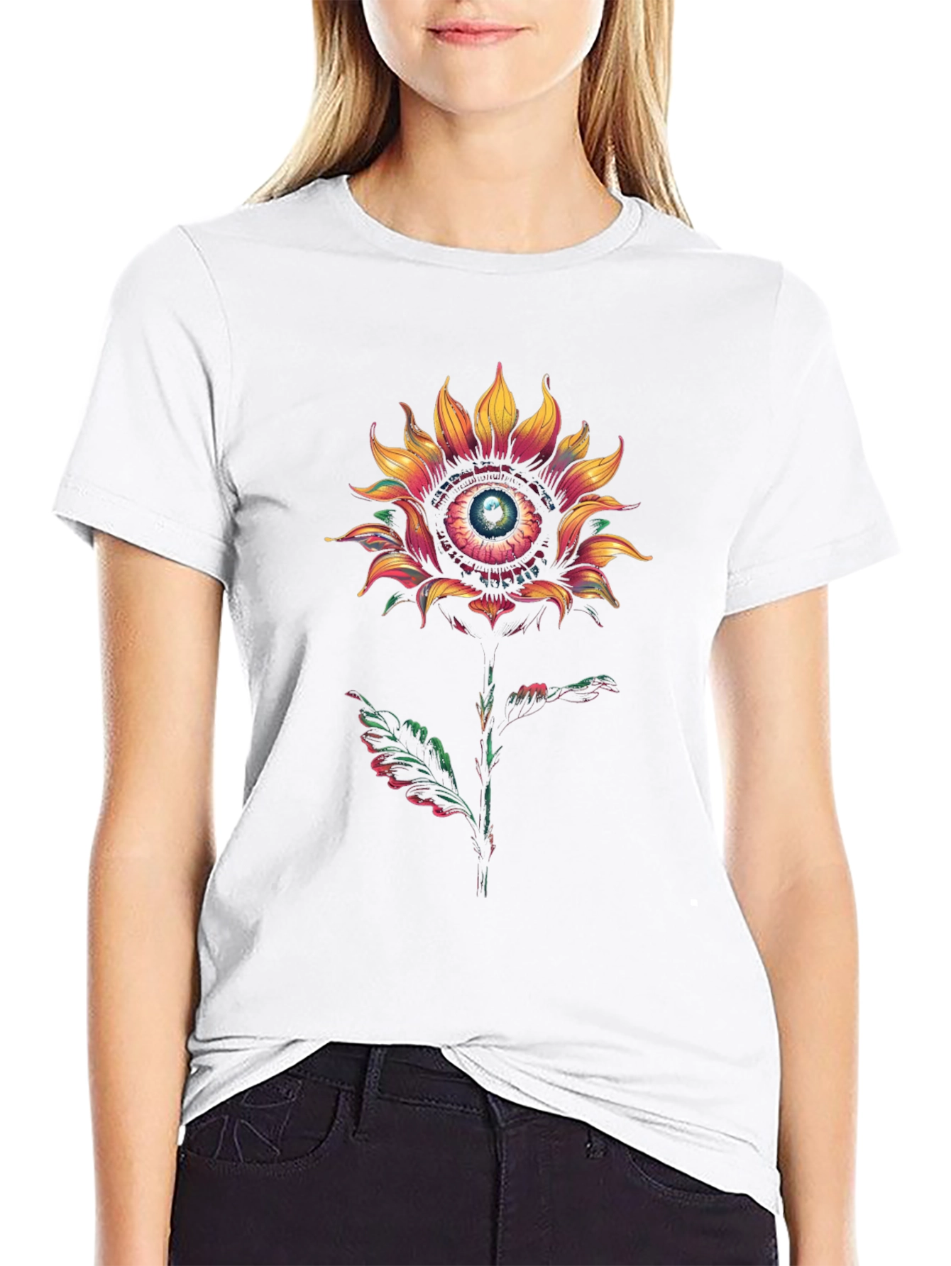 Eye See You Sunflower Graphic Tee - Black