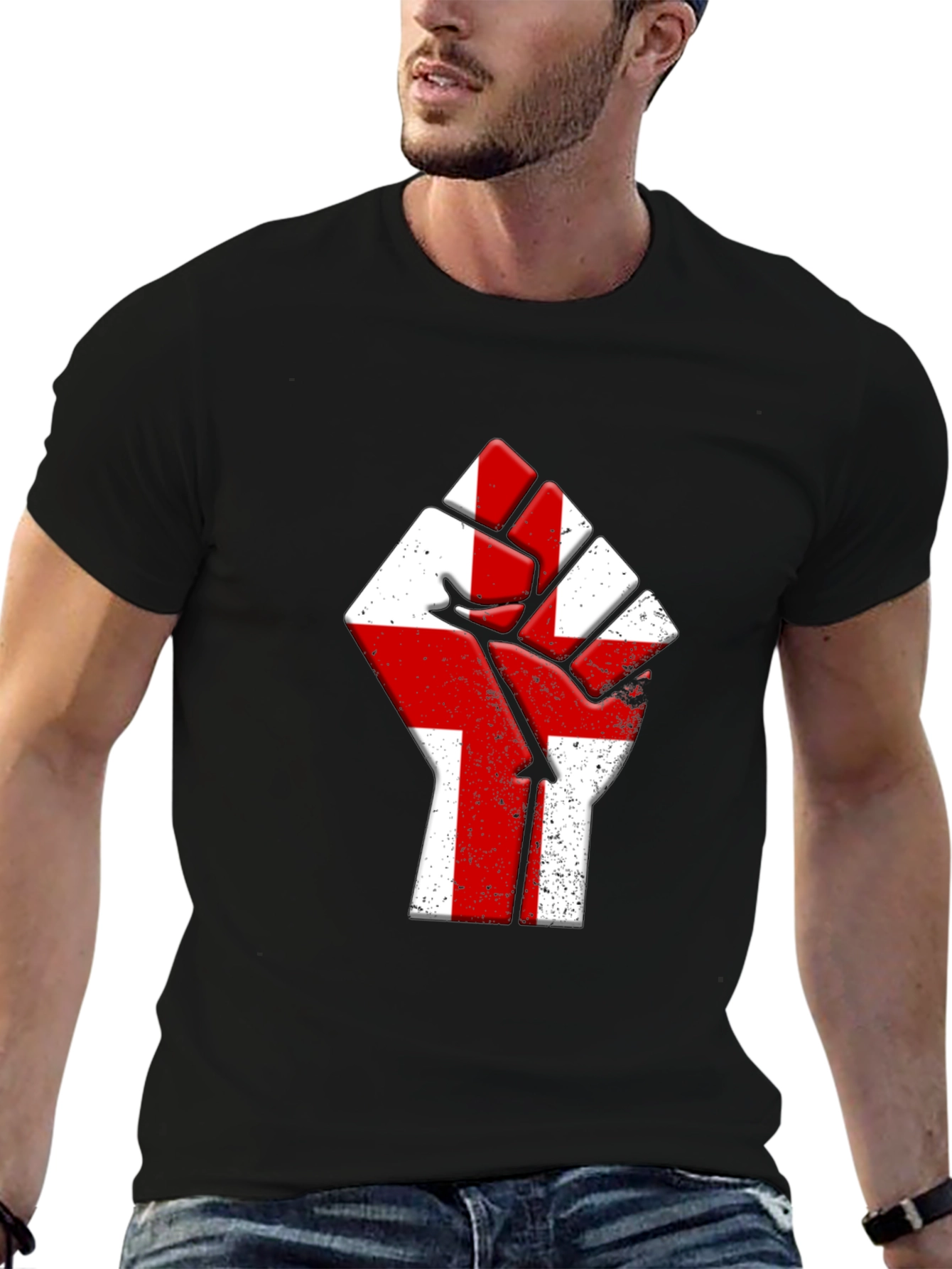 England Flag Fist T-Shirt - Show Your Pride!