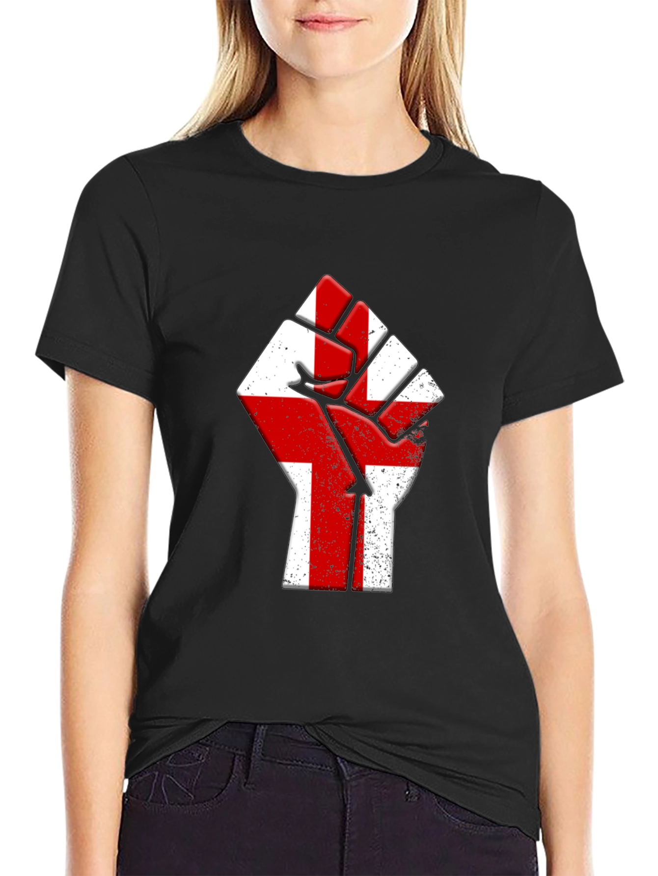 England Flag Fist T-Shirt - Show Your Pride!