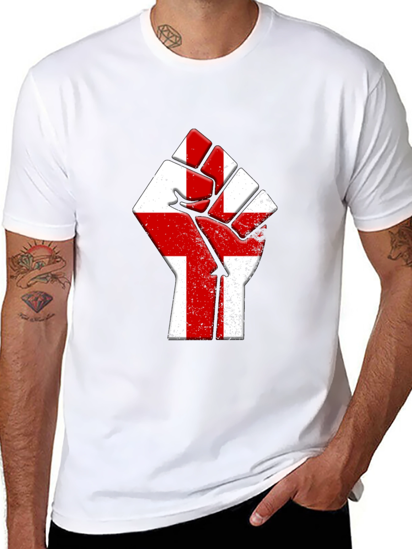 England Flag Fist T-Shirt - Show Your Pride!