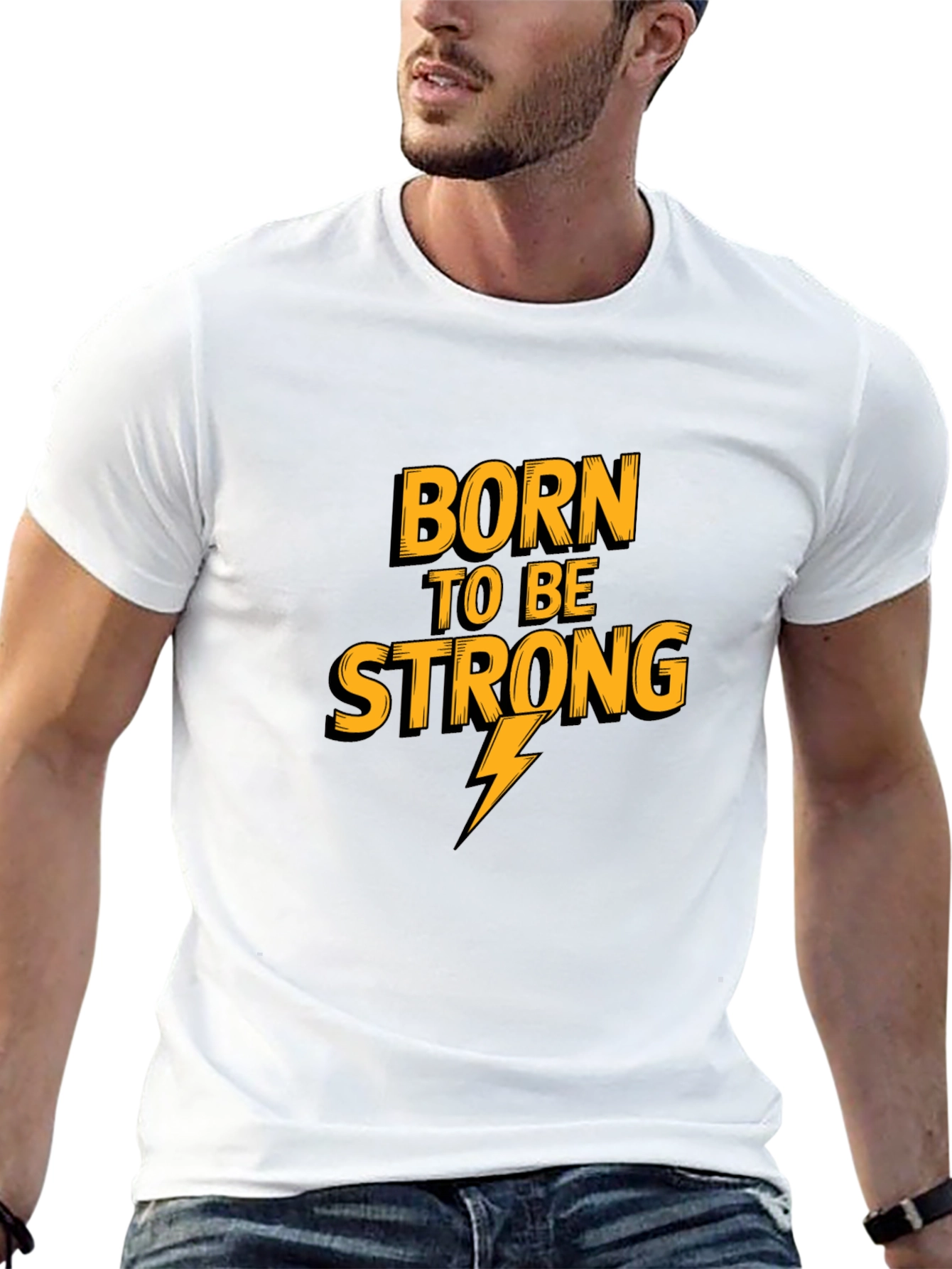 Born To Be Strong Mens Black Graphic Tee