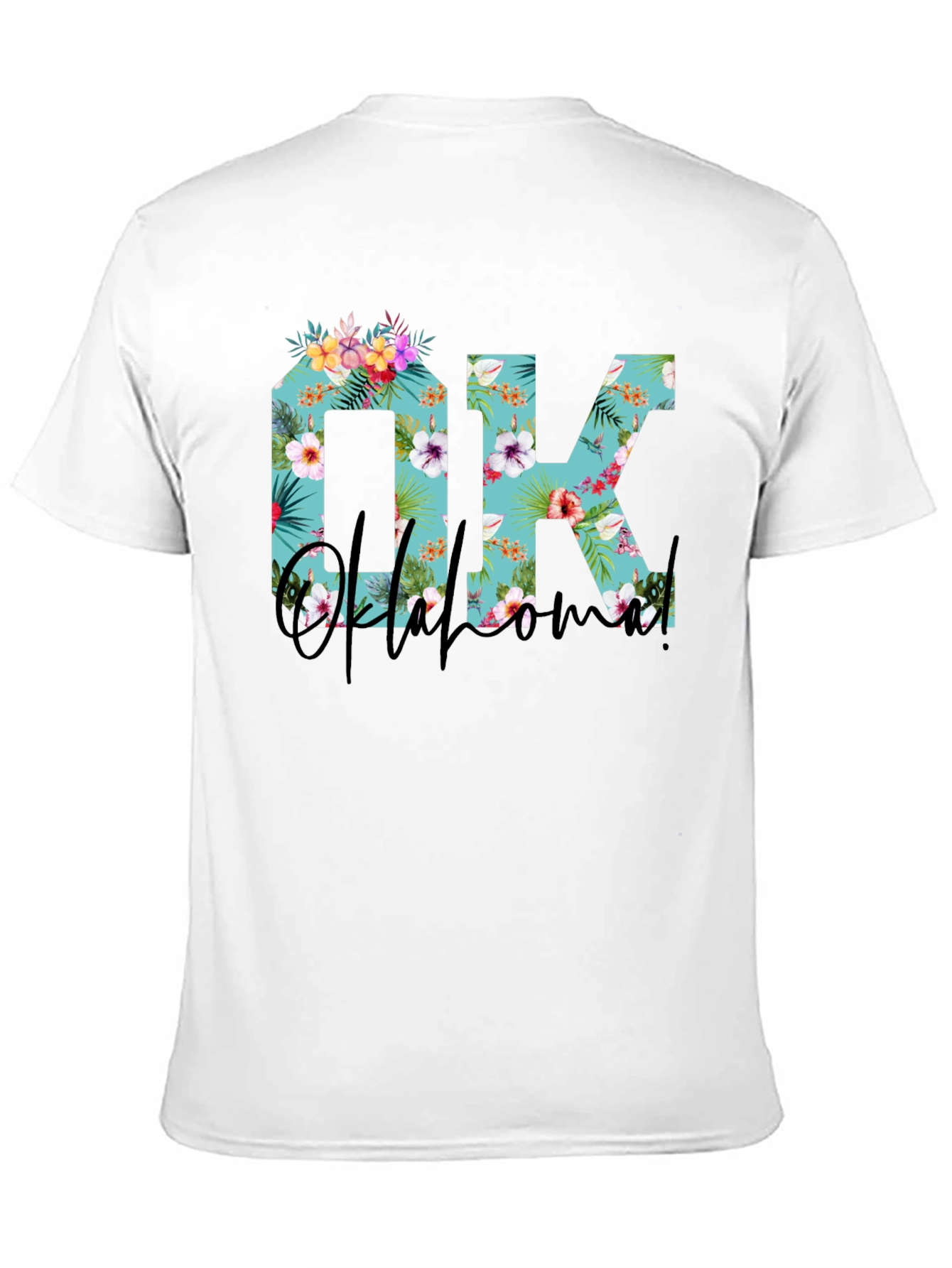 Floral OK Oklahoma T-Shirt - Black