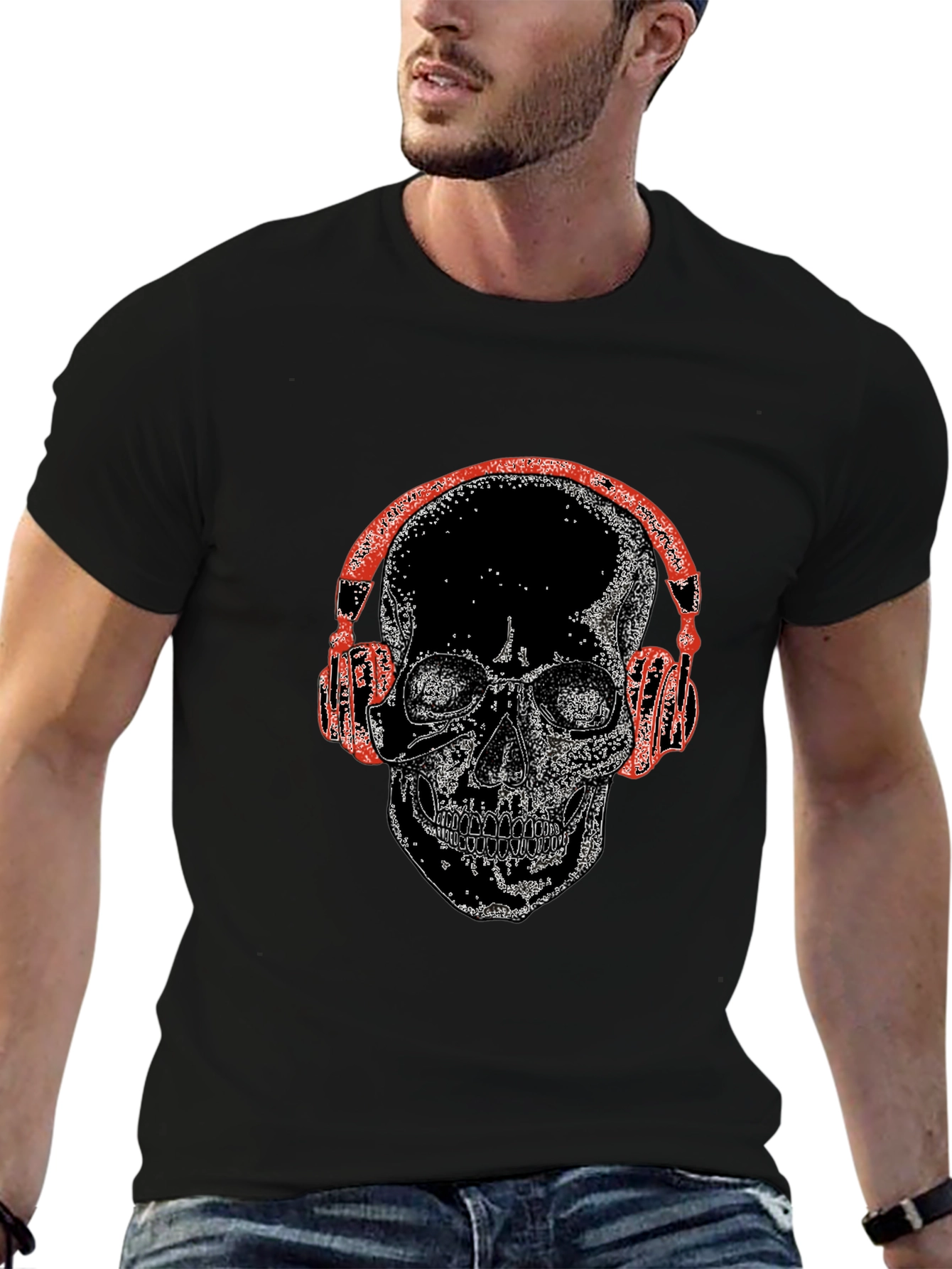 Skull With Headphones Graphic Tee