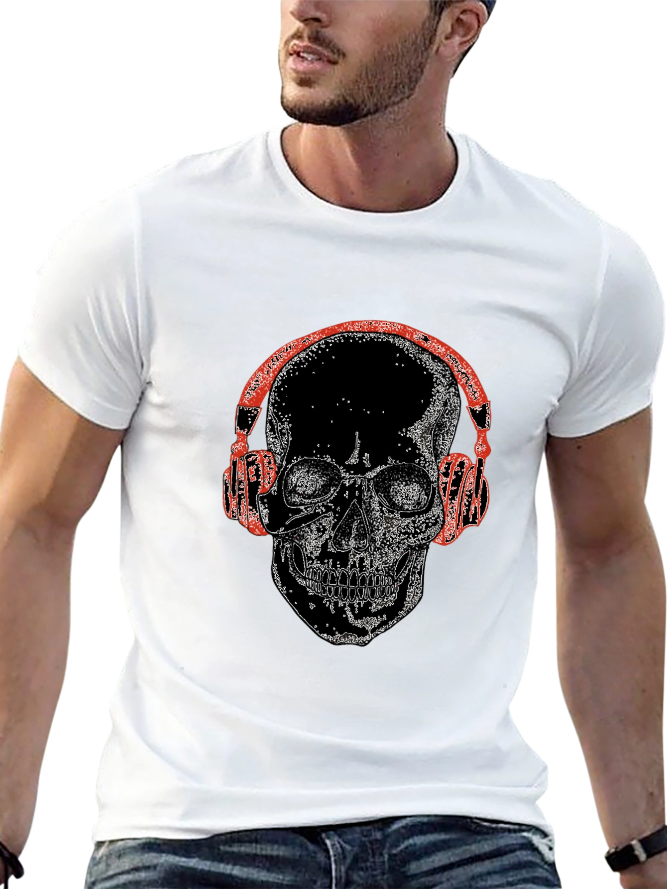 Skull With Headphones Graphic Tee