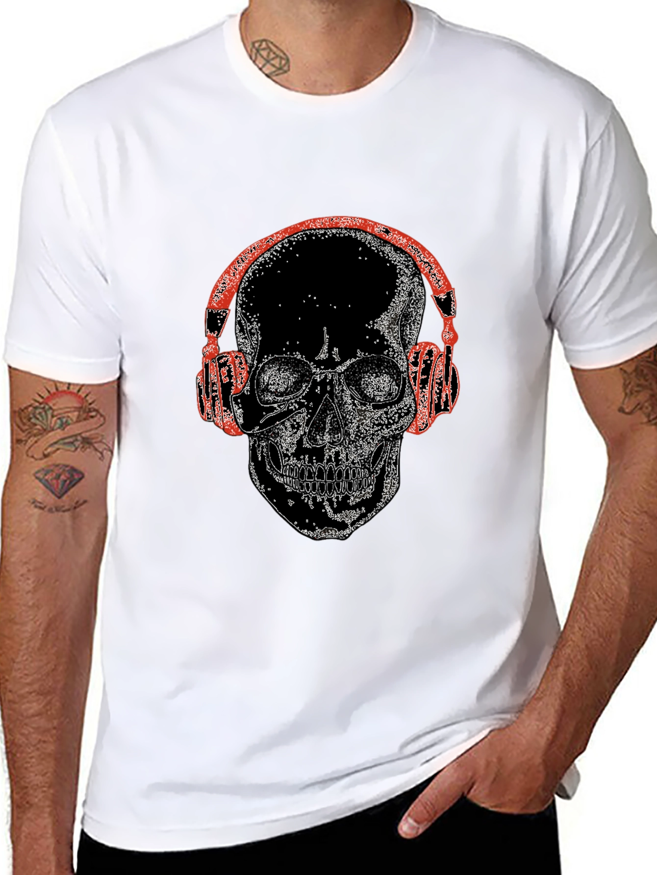 Skull With Headphones Graphic Tee