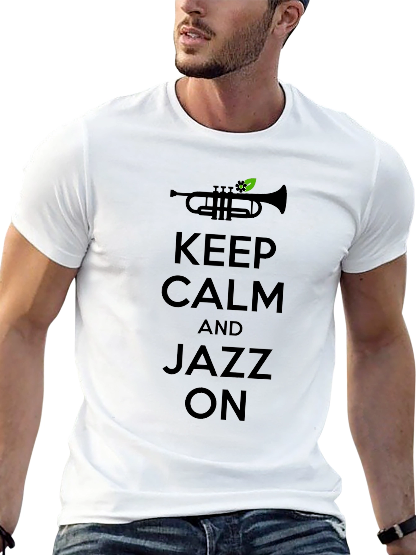 Keep Calm and Jazz On Graphic Tee - Black