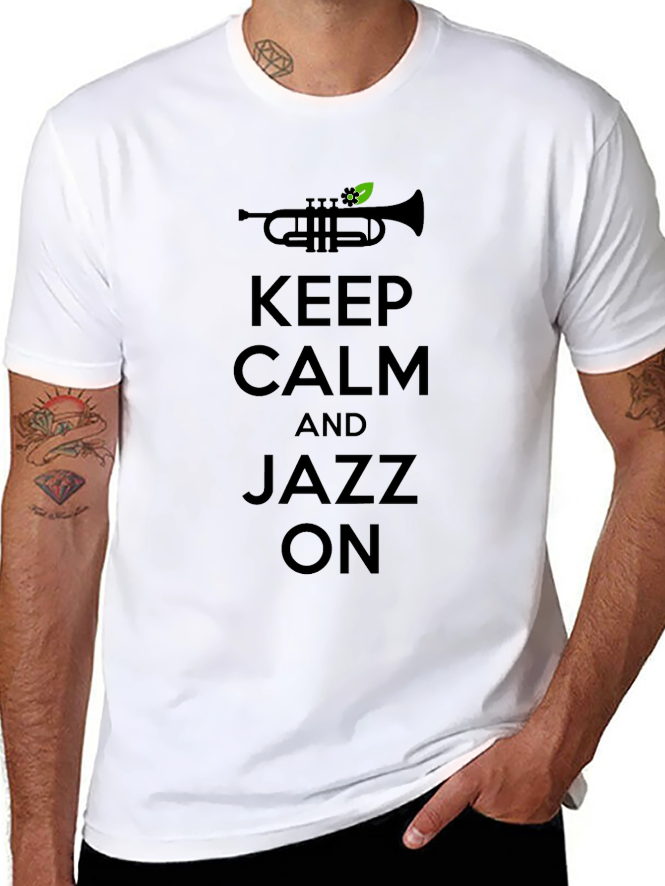 Keep Calm and Jazz On Graphic Tee - Black