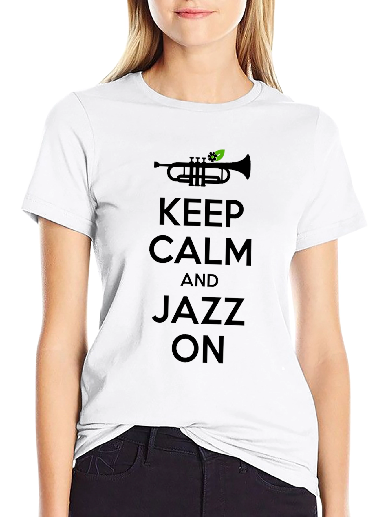 Keep Calm and Jazz On Graphic Tee - Black