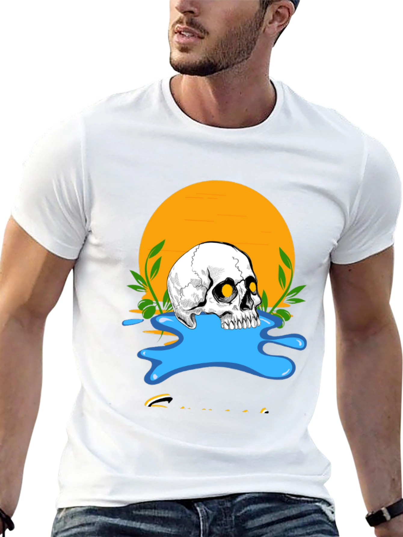 Skull & Sunset Graphic Tee - Mens Black T-Shirt