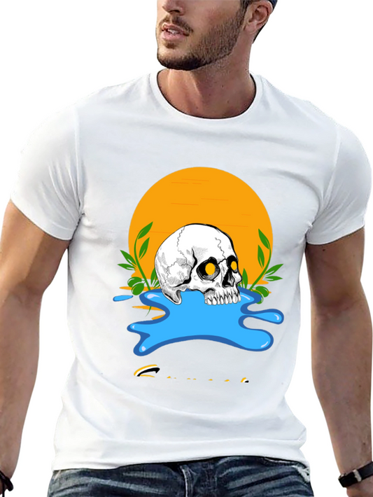 Skull & Sunset Graphic Tee - Mens Black T-Shirt