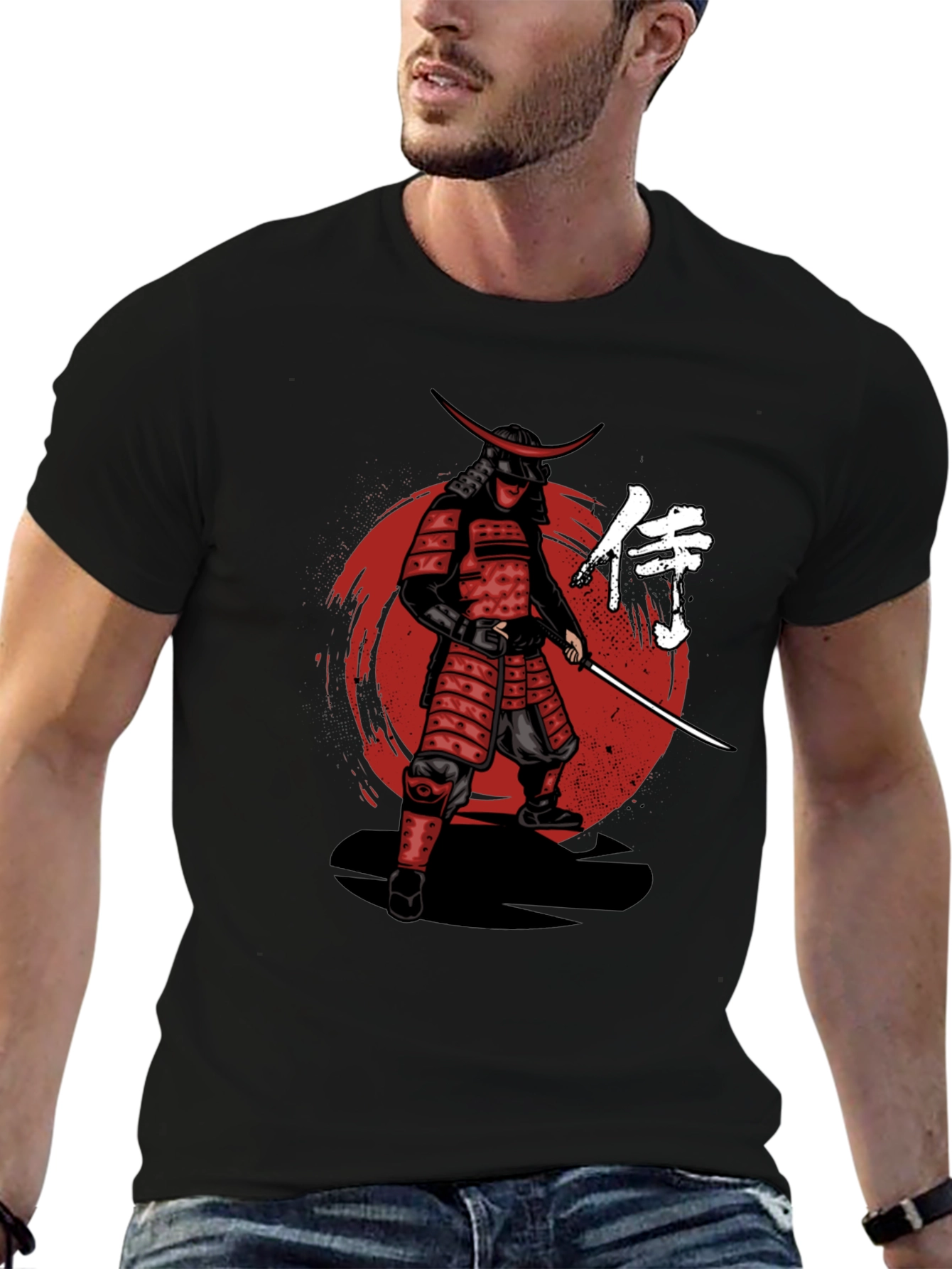 Samurai Warrior Graphic T-Shirt - Black