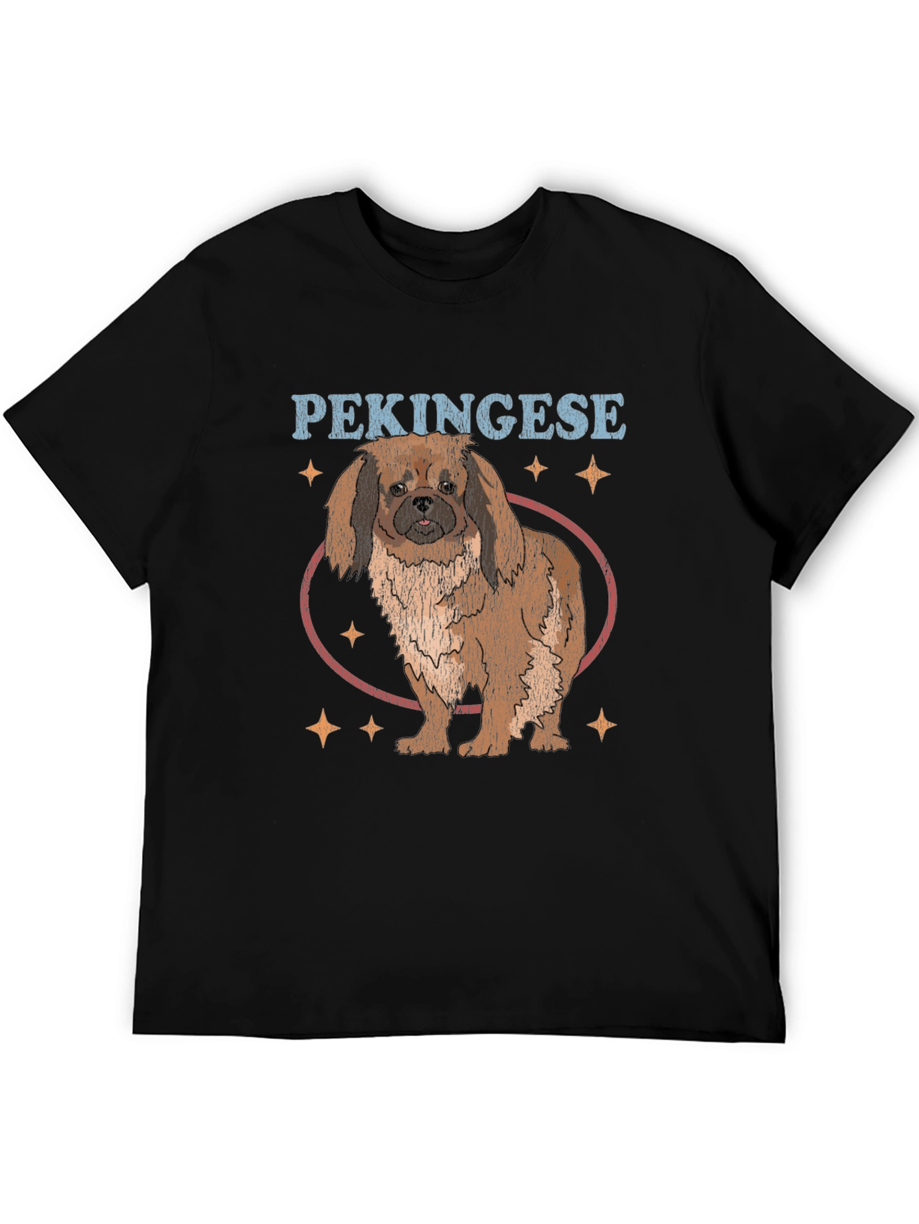 Pekingese Dog Graphic Print Black T-Shirt
