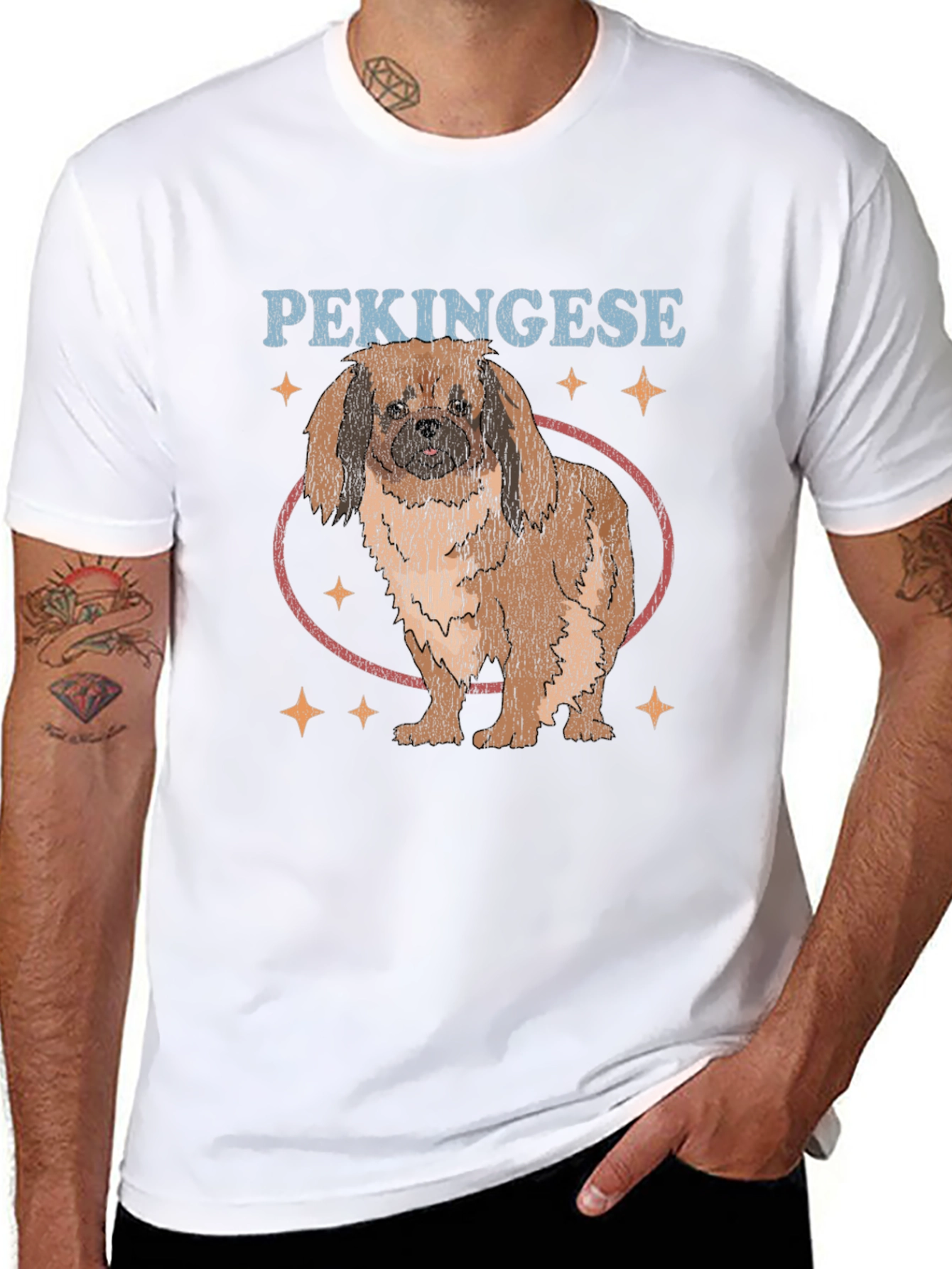 Pekingese Dog Graphic Print Black T-Shirt