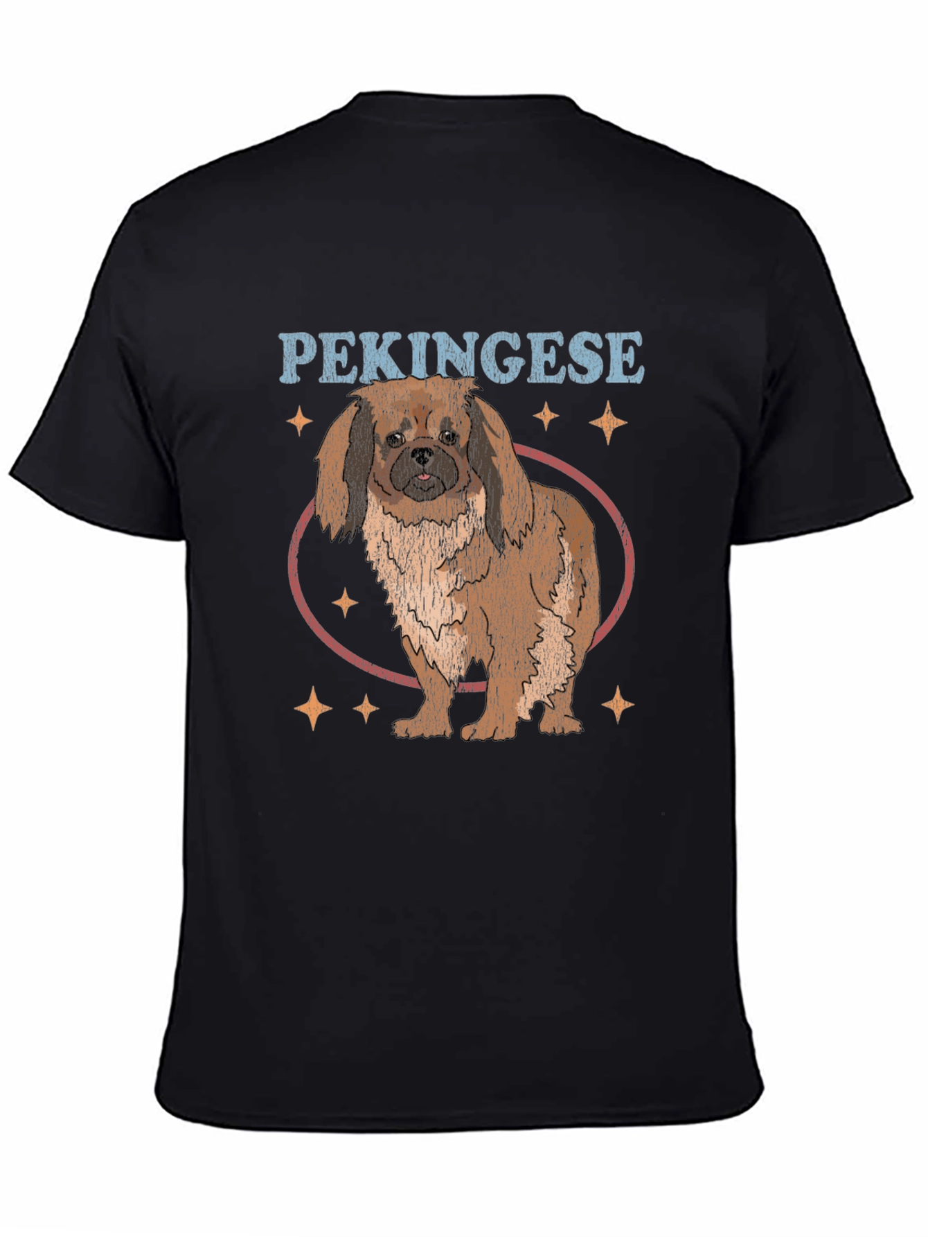 Pekingese Dog Graphic Print Black T-Shirt
