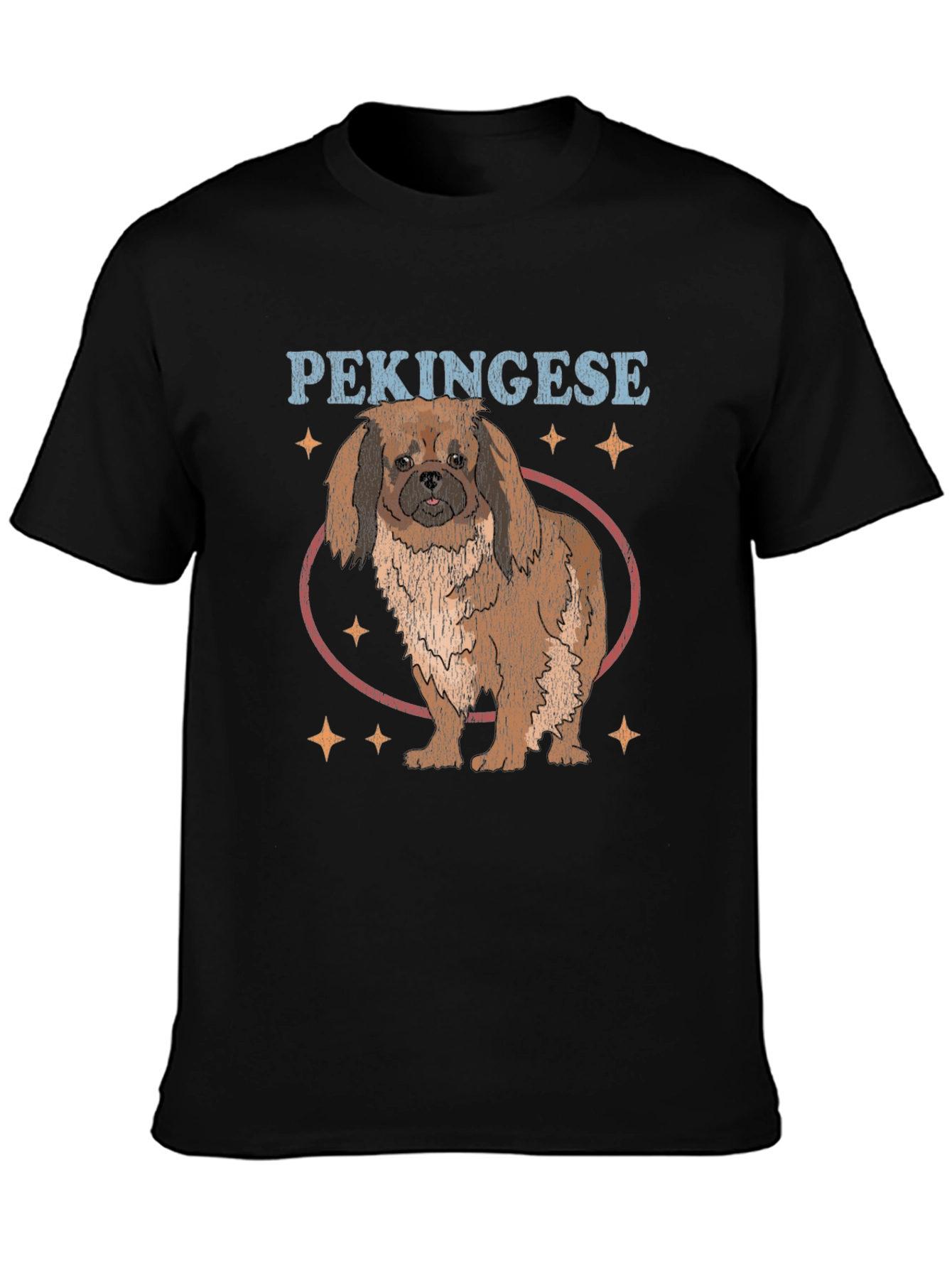 Pekingese Dog Graphic Print Black T-Shirt