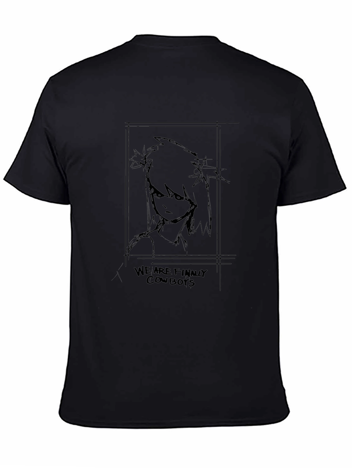 Cowboy Anime Graphic Black T-Shirt