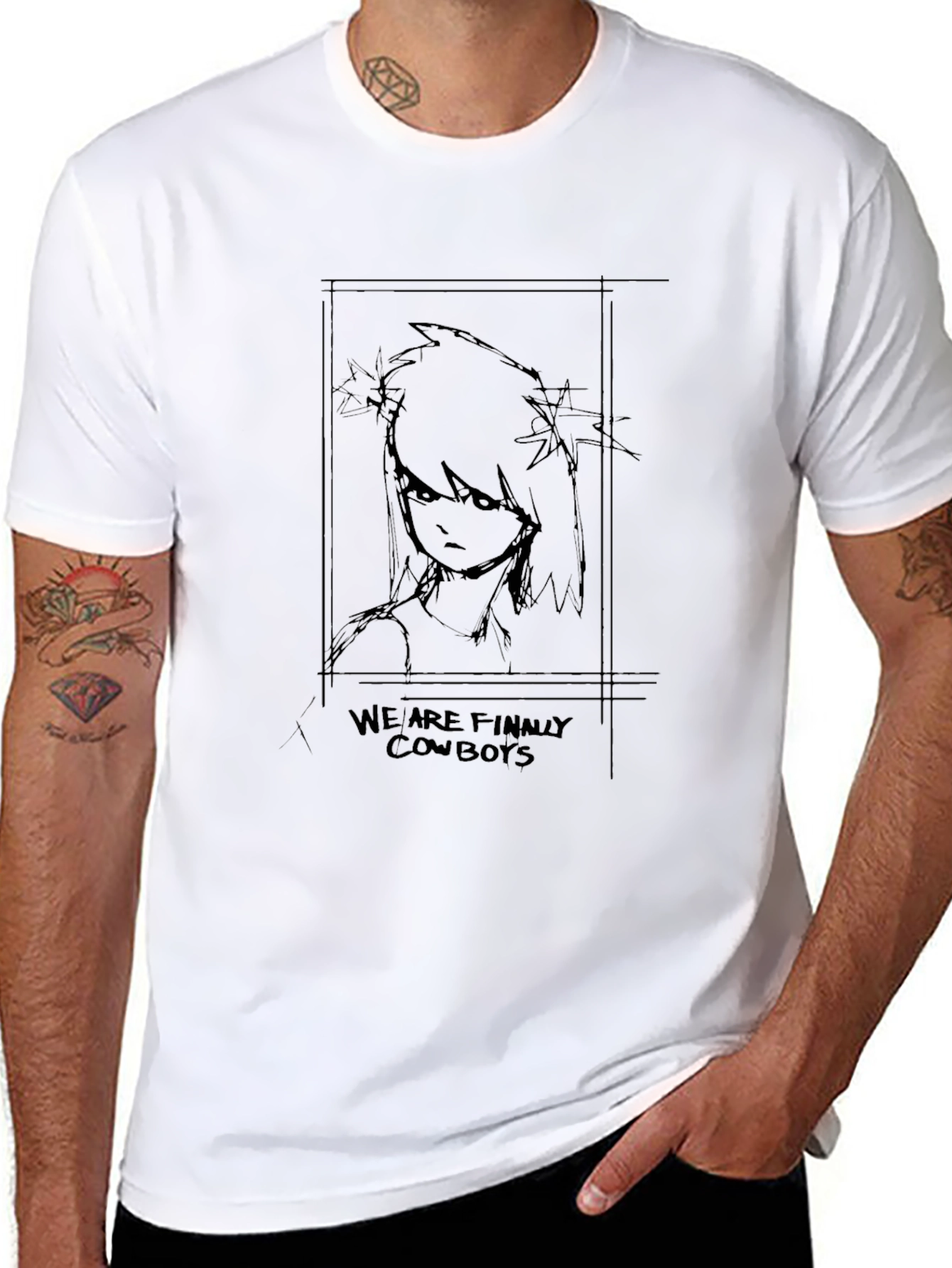 Cowboy Anime Graphic Black T-Shirt