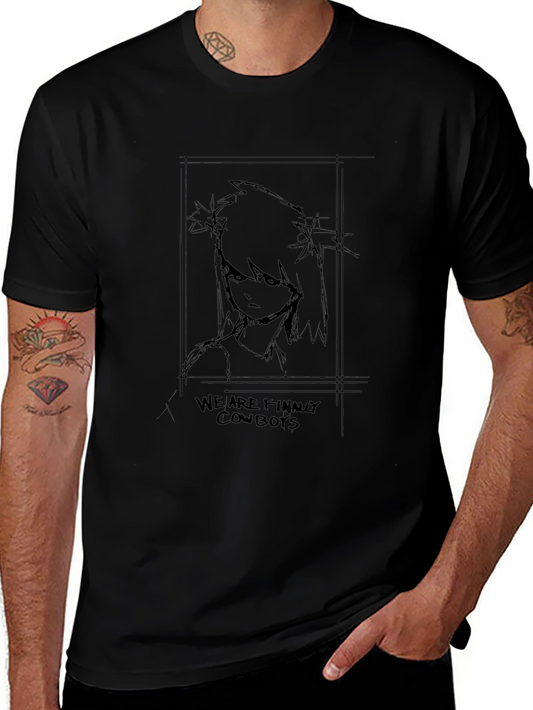 Cowboy Anime Graphic Black T-Shirt
