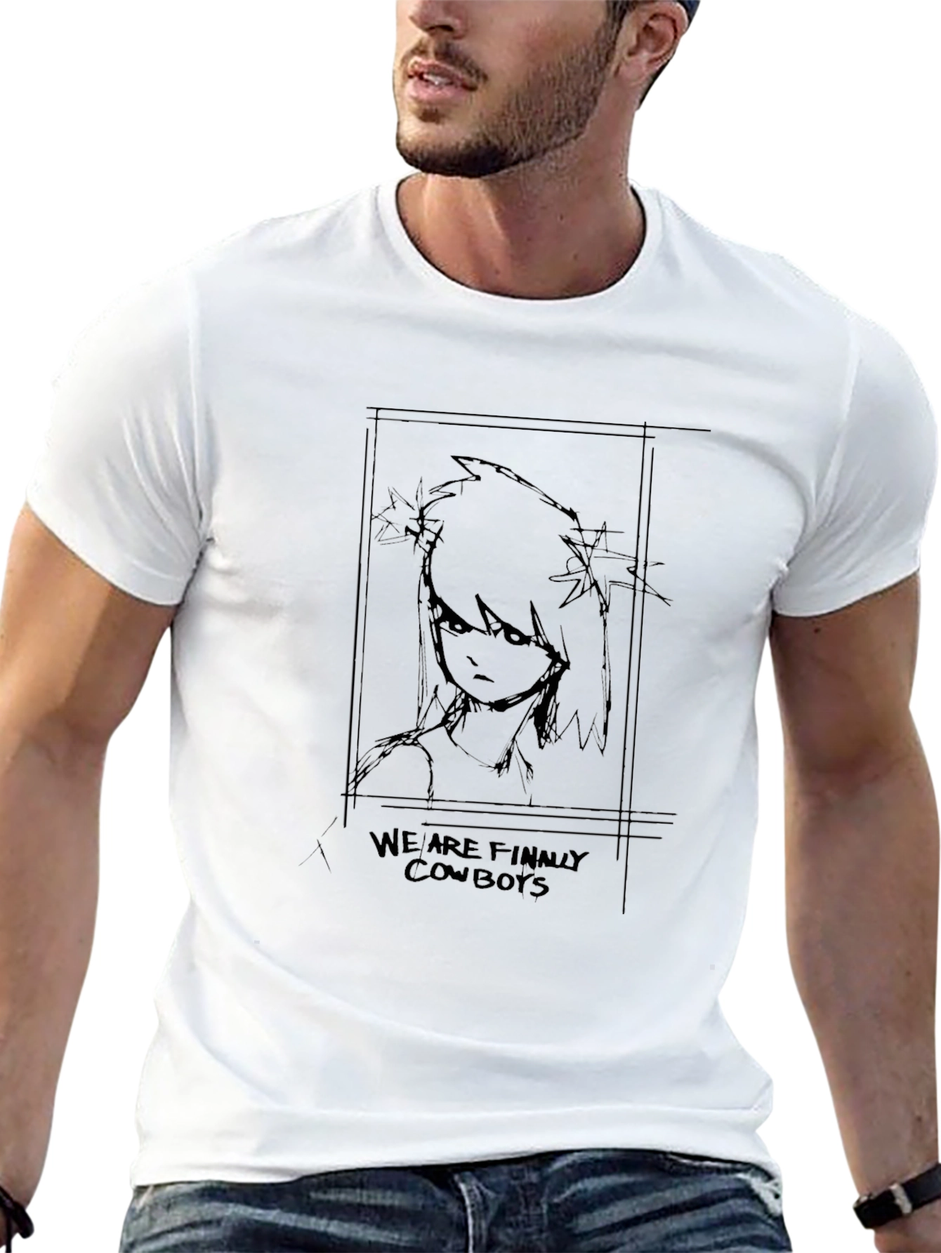 Cowboy Anime Graphic Black T-Shirt