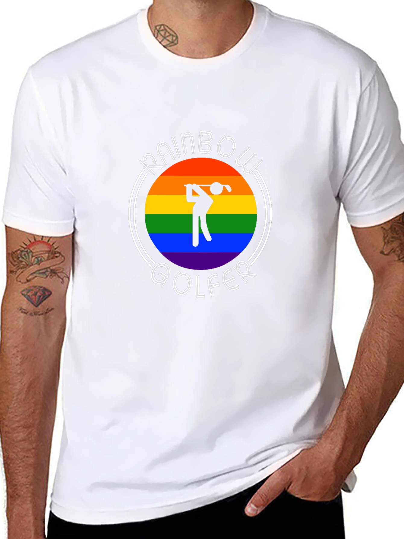 Rainbow Golfer Graphic T-Shirt