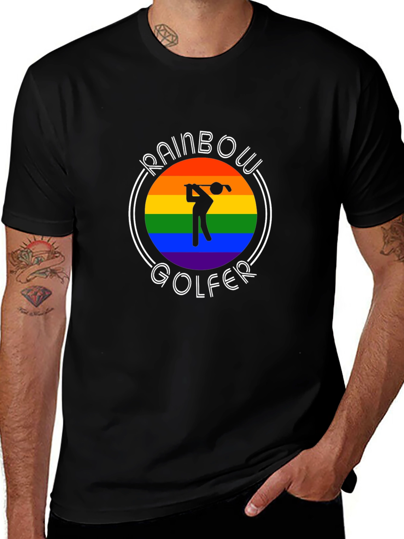 Rainbow Golfer Graphic T-Shirt