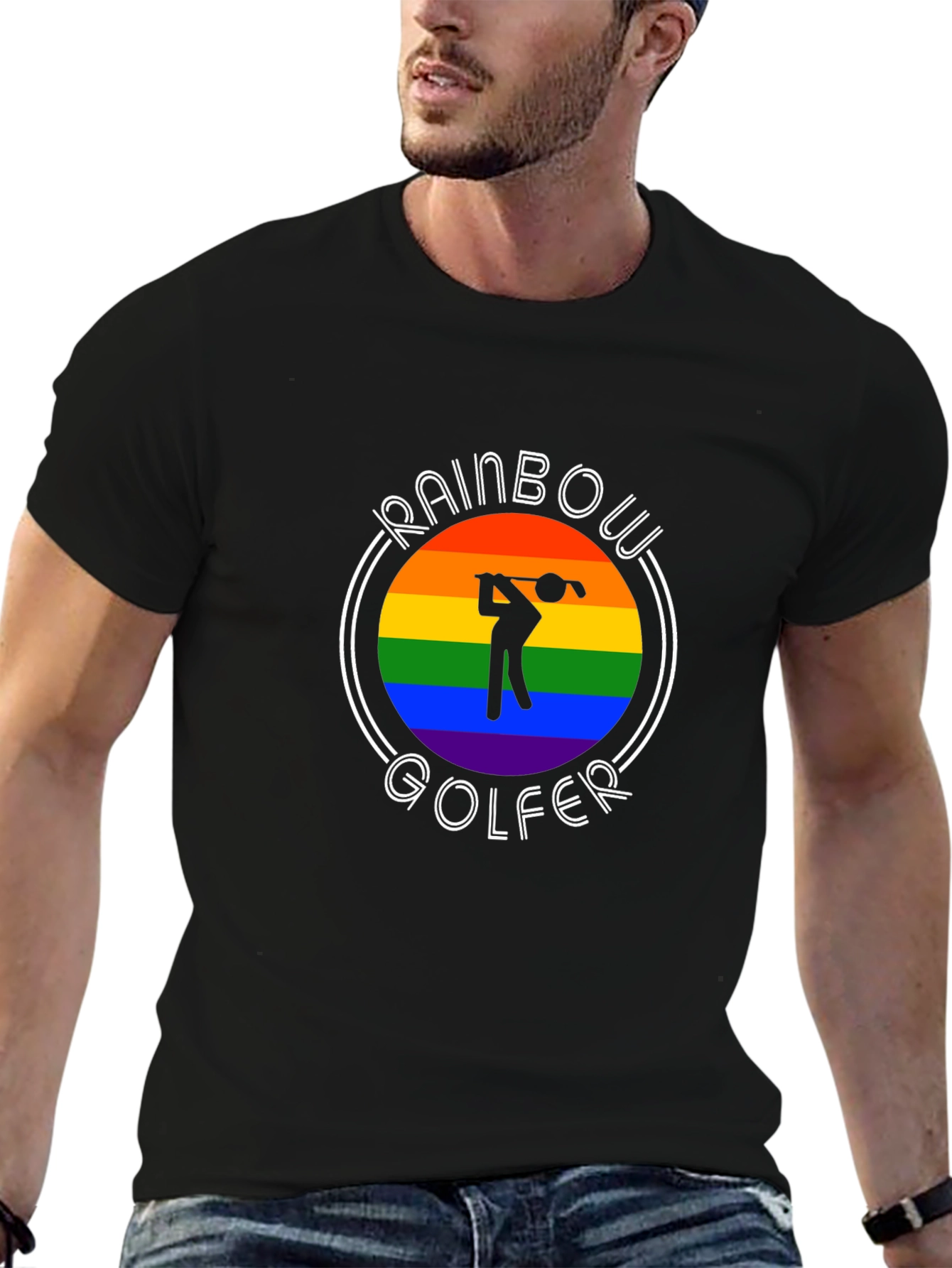 Rainbow Golfer Graphic T-Shirt