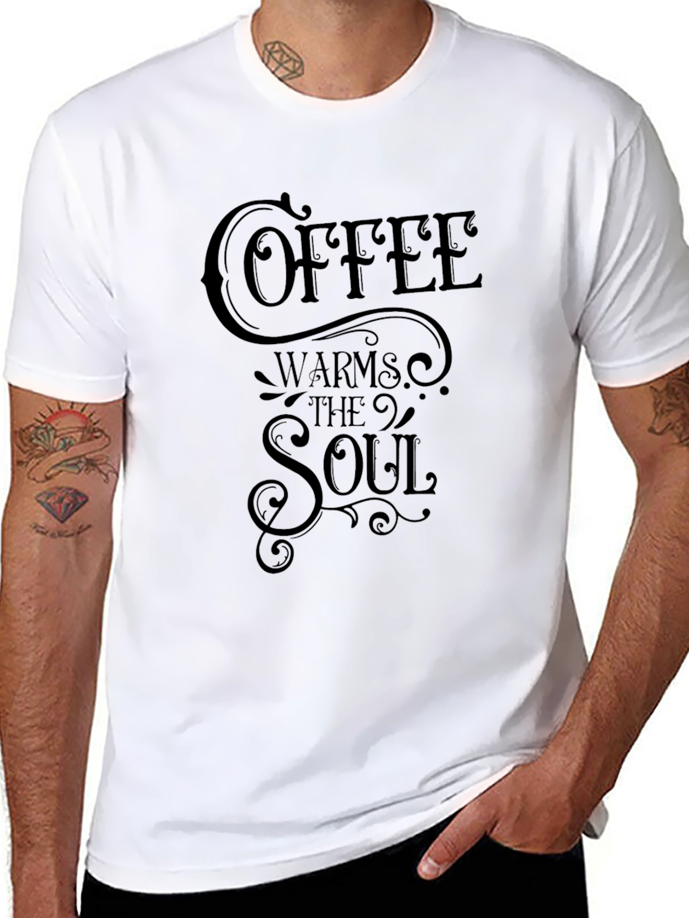 Coffee Warms the Soul Graphic Tee - Black