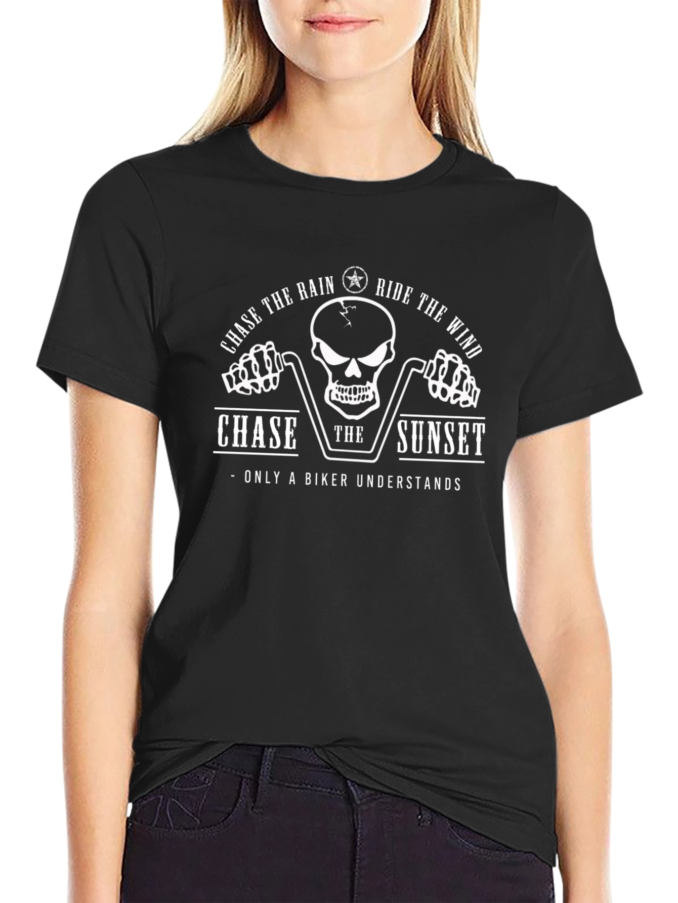 Biker Skull Graphic T-Shirt - Chase the Sunset