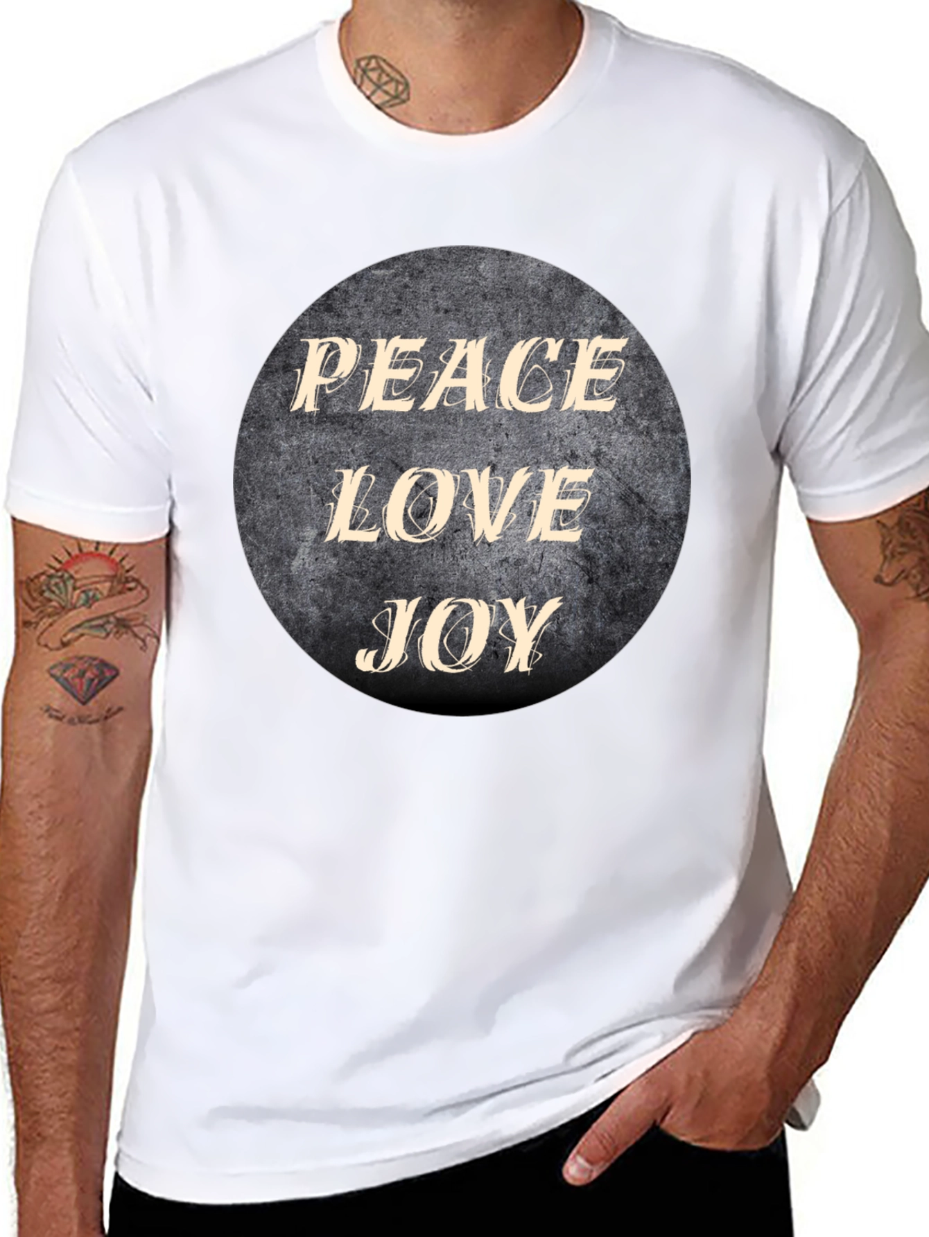 Peace Love Joy Graphic Black T-Shirt