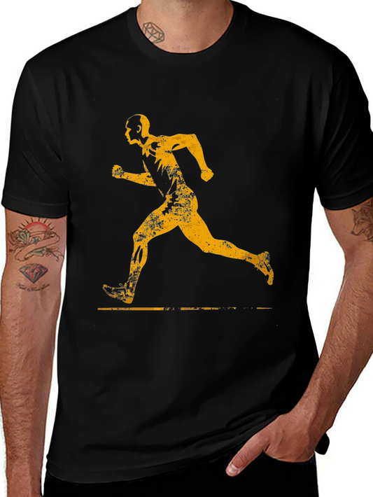 Mens Black Running Graphic Tee