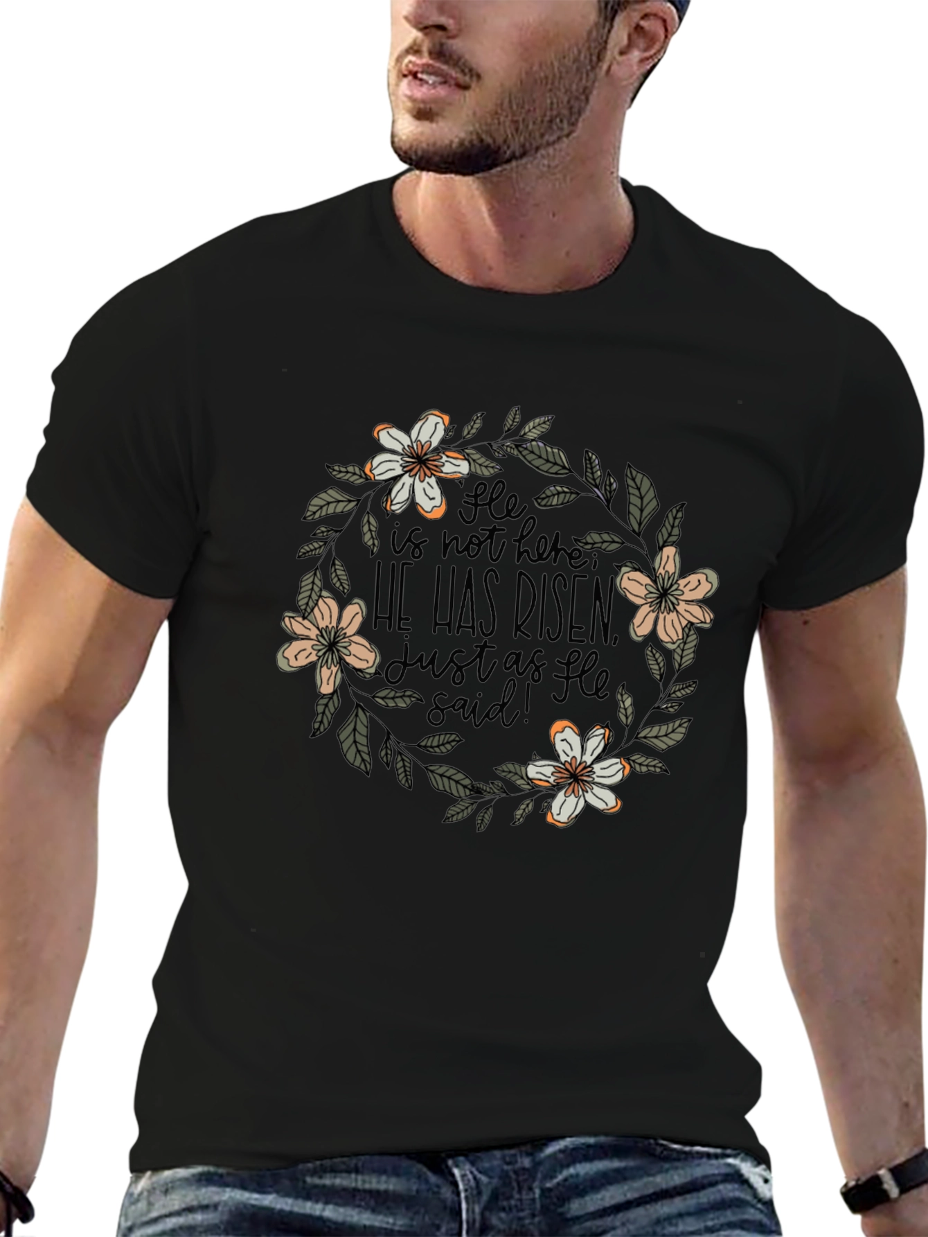 He Is Risen Floral Wreath T-Shirt