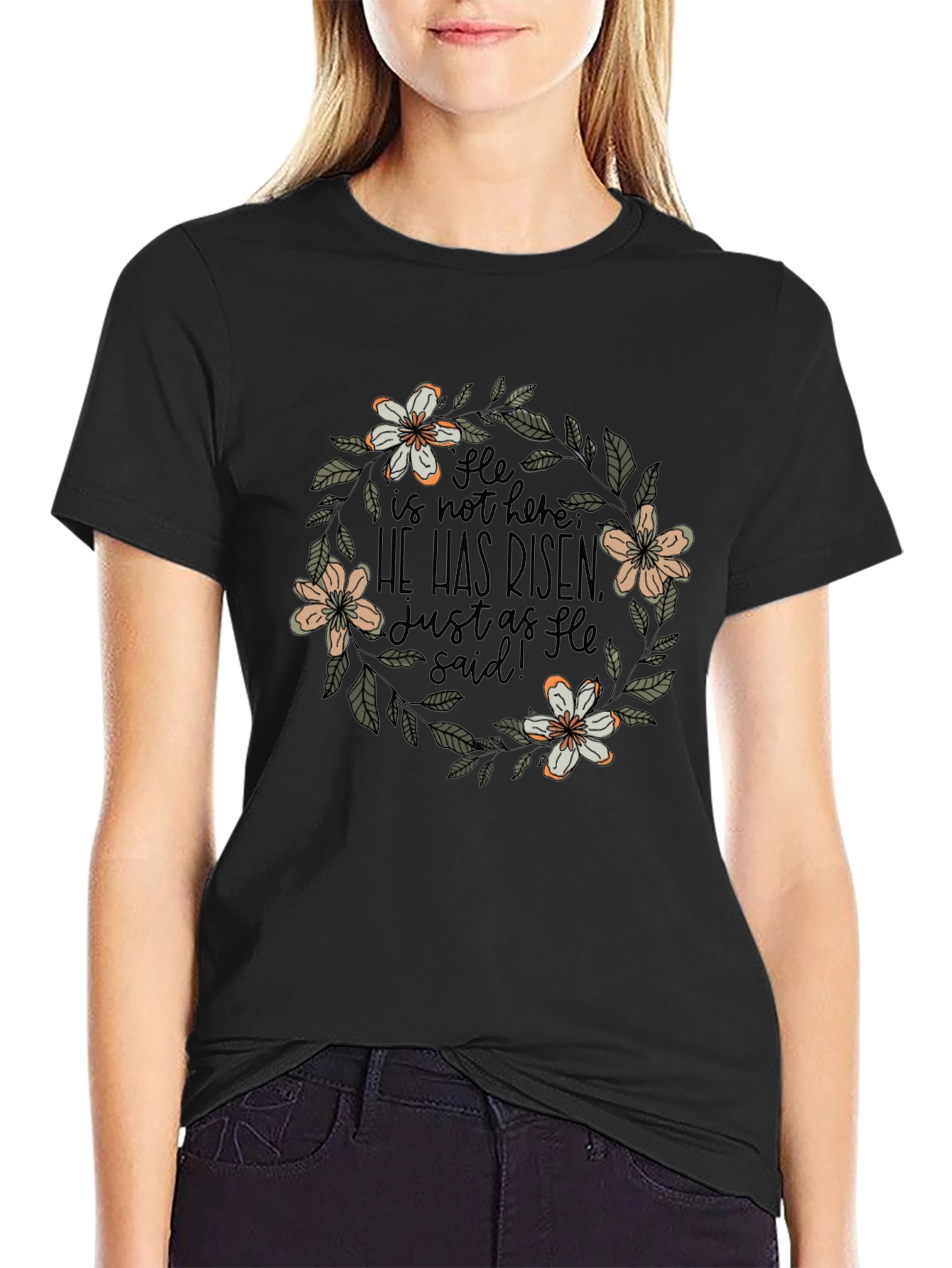 He Is Risen Floral Wreath T-Shirt