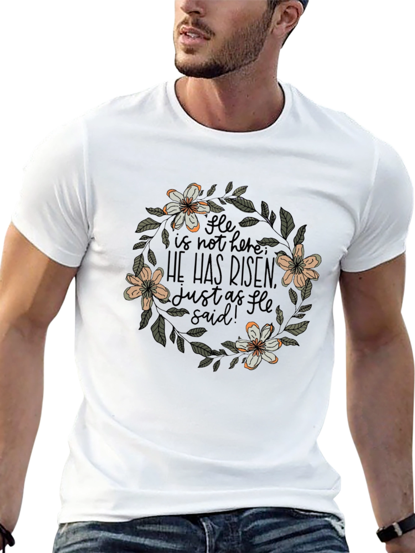 He Is Risen Floral Wreath T-Shirt