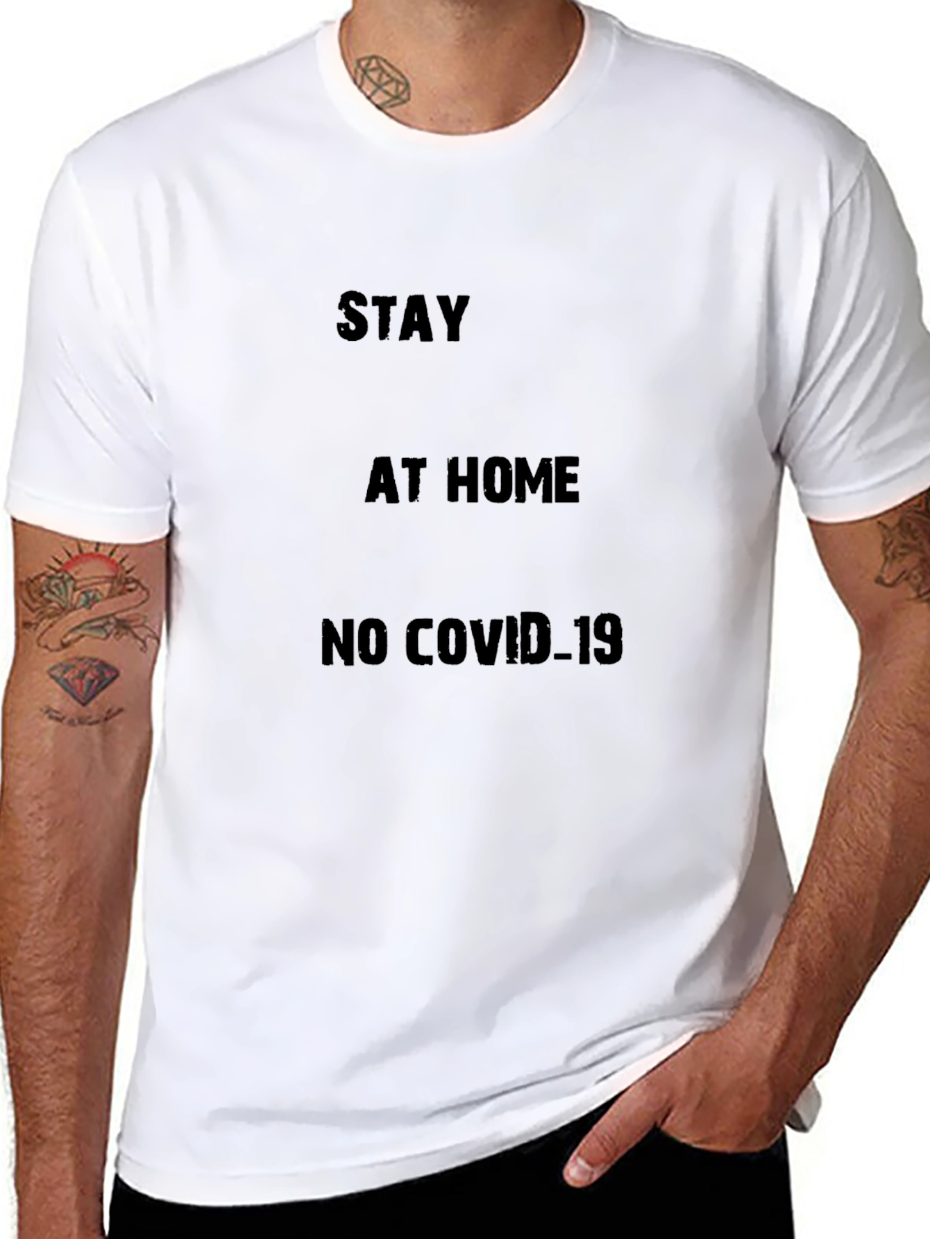 Stay Home COVID-19 Black T-Shirt
