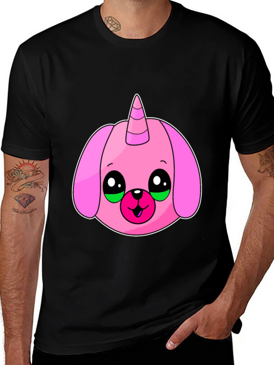 Pink Unicorn Dog Graphic Tee - Black T-Shirt