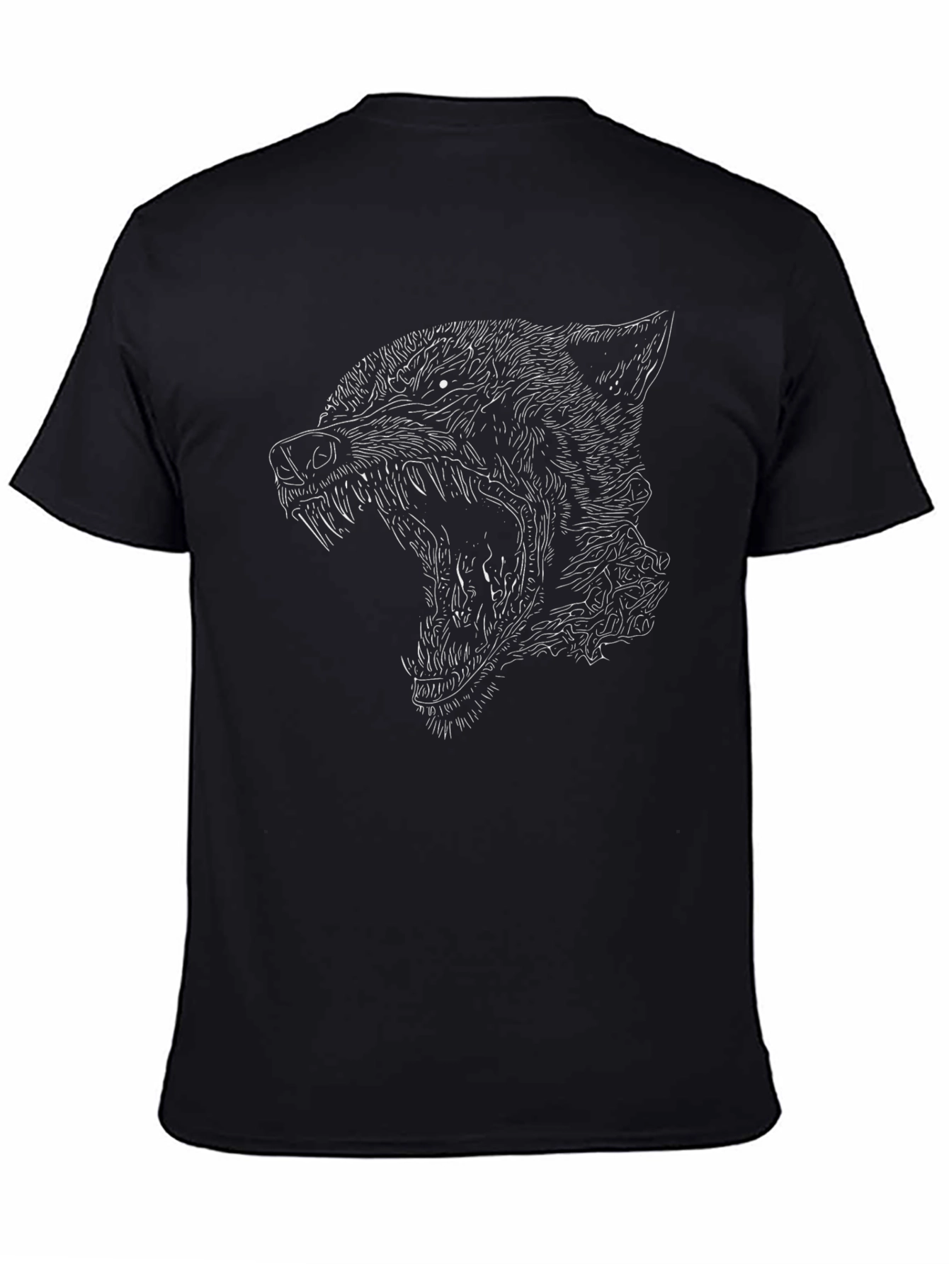 Mens Black Wolf Graphic Print Tee