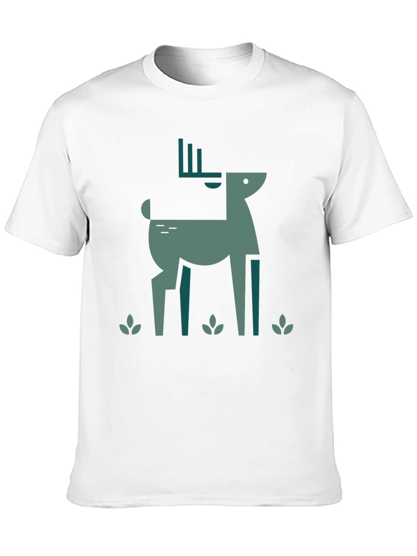 Geometric Deer Graphic Black T-Shirt