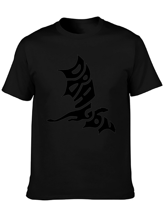 Dragon Tattoo Graphic Print Black Mens T-Shirt